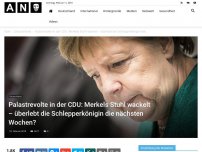 Bild zum Artikel: Palastrevolte in der CDU: Merkels Stuhl wackelt – überlebt die Schlepperkönigin die nächsten Wochen?