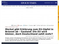 Bild zum Artikel: Merkel gibt Erklärung zum EU-Gipfel in Brüssel ab – Gauland: Die EU wird kleiner, doch Deutschland zahlt mehr?