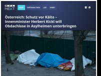 Bild zum Artikel: Schutz vor Kälte – Österreich bringt Obdachlose in Asylheimen unter