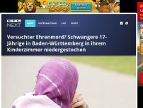 Bild zum Artikel: Versuchter Ehrenmord? Schwangere 17-Jährige in Baden-Württemberg in ihrem Kinderzimmer niedergestochen