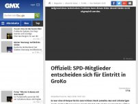 Bild zum Artikel: Offiziell: SPD-Mitglieder entscheiden sich für Eintritt in GroKo