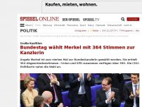 Bild zum Artikel: Große Koalition: Bundestag wählt Merkel mit 364 Stimmen zur Kanzlerin