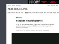 Bild zum Artikel: Britischer Astrophysiker Stephen Hawking mit 76 Jahren gestorben