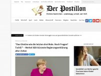 Bild zum Artikel: 'Das Gleiche wie die letzten drei Male. Noch Fragen? Tschö!' – Merkel hält kürzeste Regierungserklärung aller Zeiten