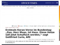 Bild zum Artikel: Erstmals Koran-Verse im Bundestag: „Das, Herr Maas, ist Hass. Diese Hetze soll jetzt Schulfach werden.“ (Gottfried Curio, AfD)