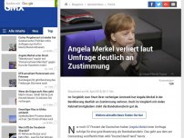 Bild zum Artikel: Angela Merkel verliert laut Umfrage deutlich an Zustimmung