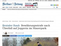 Bild zum Artikel: Brutaler Raub: Bewährungsstrafe nach Überfall auf Joggerin im Mauerpark