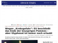 Bild zum Artikel: Wegen „Krebsgefahr“: EU beschließt das Ende der knusprigen Pommes – aber Glyphosat ist immer noch erlaubt