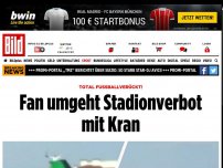 Bild zum Artikel: Total fußballverückt! - Fan umgeht Stadionverbot mit Kran