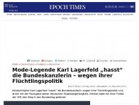 Bild zum Artikel: Mode-Legende Karl Lagerfeld „hasst“ die Bundeskanzlerin – wegen ihrer Flüchtlingspolitik