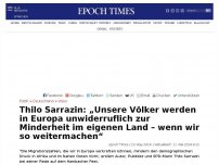 Bild zum Artikel: Thilo Sarrazin: „Unsere Völker werden in Europa unwiderruflich zur Minderheit im eigenen Land – wenn wir so weitermachen“