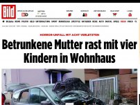 Bild zum Artikel: Betrunken und zu schnell - Mutter rast mit vier Kindern in Wohnhaus