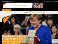 Bild zum Artikel: Kanzlerin Merkel mit Friedenspreis für Flüchtlingshilfe ausgezeichnet