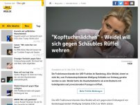 Bild zum Artikel: 'Kopftuchmädchen' - Weidel will sich gegen Schäubles Rüffel wehren