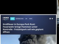 Bild zum Artikel: Großfeuer in Europapark Rust - Lagerhalle in Brand, vorsorgliche Evakuierungen