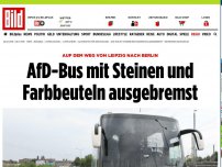 Bild zum Artikel: Attacke in Leipzig - AfD-Bus mit Farbbeuteln und Steinen gestoppt