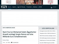 Bild zum Artikel: Nach Foul an Mohamed Salah: Ägyptischer Anwalt verklagt Sergio Ramos auf eine Milliarde Euro Schadensersatz