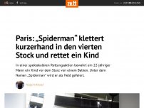 Bild zum Artikel: Paris: „Spiderman“ klettert kurzerhand in den vierten Stock und rettet ein Kind
