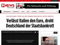 Bild zum Artikel: Das Szenario, über das die Merkel-Regierung nicht spricht Verlässt Italien den Euro, droht Deutschland der Staatsbankrott