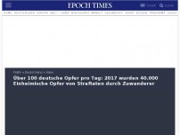 Bild zum Artikel: Über 100 deutsche Opfer pro Tag: 2017 wurden 40.000 Einheimische Opfer von Straftaten durch Zuwanderer