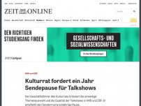 Bild zum Artikel: Kulturrat fordert ein Jahr Sendepause für Talkshows