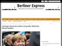 Bild zum Artikel: Umfrage: Deutsche wollen mit großer Mehrheit Merkel wählen