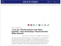 Bild zum Artikel: „Frau Dr. Merkel gehört vom Platz gestellt“ sagt ehemaliger Staatssekretär Willy Wimmer
