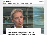 Bild zum Artikel: Auf diese Fragen hat Alice Weidel keine Antwort mehr