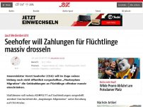 Bild zum Artikel: Seehofer will Zahlungen für Flüchtlinge massiv drosseln