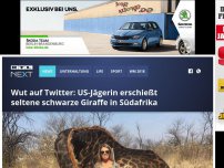 Bild zum Artikel: Wut auf Twitter: US-Jägerin erschießt seltene schwarze Giraffe in Südafrika