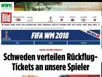 Bild zum Artikel: Ganz schön frech! - Schweden verteilen Flug- Tickets an unsere Spieler