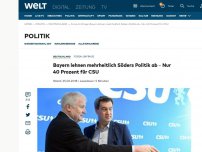 Bild zum Artikel: Bayern lehnen mehrheitlich Söders Politik ab – Nur 40 Prozent für CSU