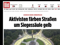 Bild zum Artikel: Mitten in Berlin - Was macht denn die gelbe Farbe an der Siegessäule?
