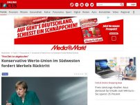 Bild zum Artikel: 'Ihre Zeit ist abgelaufen' - Konservative Werte-Union im Südwesten fordert Merkels Rücktritt