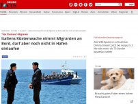 Bild zum Artikel: 'Vos Thalassa' - Boot mit 66 geretteten Migranten in Italien abgewiesen