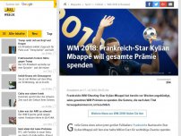 Bild zum Artikel: WM 2018: Frankreich-Star Kylian Mbappé will gesamte Prämie spenden
