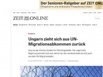 Bild zum Artikel: Budapest: Ungarn zieht sich aus UN-Migrationsabkommen zurück