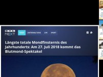 Bild zum Artikel: Mondfinsternis am 27. Juli 2018: Die längste totale Finsternis dieses Jahrhunderts