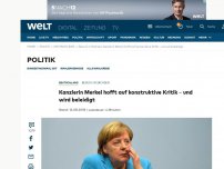 Bild zum Artikel: Kanzlerin Merkel hofft auf konstruktive Kritik – und wird beleidigt