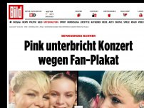 Bild zum Artikel: Bewegendes Banner - Pink unterbricht Konzert wegen Fan-Plakat
