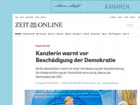 Bild zum Artikel: Angela Merkel: Kanzlerin warnt vor Beschädigung der Demokratie