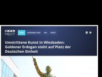 Bild zum Artikel: Umstrittene Kunst in Wiesbaden: Goldener Erdogan steht auf Platz der Deutschen Einheit