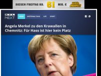 Bild zum Artikel: Angela Merkel zu den Krawallen in Chemnitz: Für Hass ist hier kein Platz