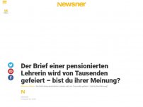 Bild zum Artikel: Der Brief einer pensionierten Lehrerin wird von Tausenden gefeiert – bist du ihrer Meinung?