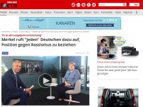 Bild zum Artikel: 'Es ist eine angespannte Stimmung' - Merkel ruft 'jeden' Deutschen dazu auf, Position gegen Rassismus zu beziehen