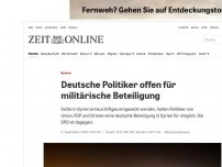 Bild zum Artikel: Syrien: Deutsche Politiker offen für militärische Beteiligung