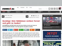 Bild zum Artikel: Bestätigt: Kimi Räikkönen verlässt Ferrari und geht zu Sauber!