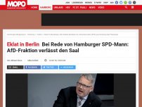 Bild zum Artikel: Eklat in Berlin: Bei Rede von Hamburger SPD-Mann: AfD-Fraktion verlässt den Saal