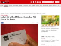 Bild zum Artikel: Altersvorsorge - Im Schnitt fehlen 700 Euro: Rente reicht bei Millionen Deutsche nicht aus