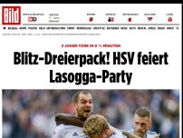 Bild zum Artikel: 3 Joker-Tore in 8 ½ Minuten - Blitz-Dreierpack! HSV feiert Lasogga-Party